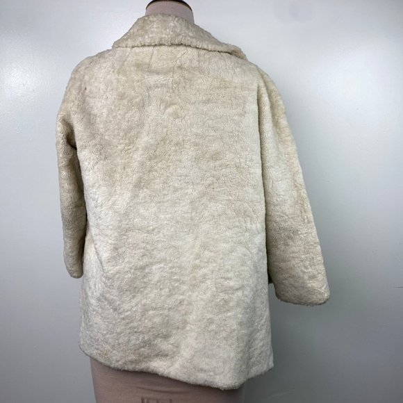 Vintage Ivory Faux Fur Coat Bagdad Styled by Sportowne Fabric by LaFrance - Picture 11 of 16